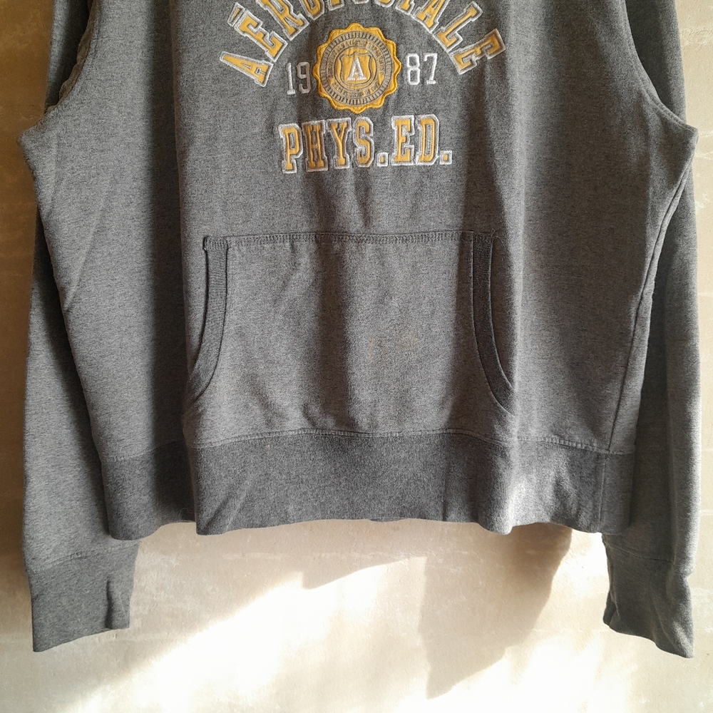 354a. gray vintage Aeropostale long sleeve embroidered y2k hoodie sweatshirt, XL - Picture 5 of 8